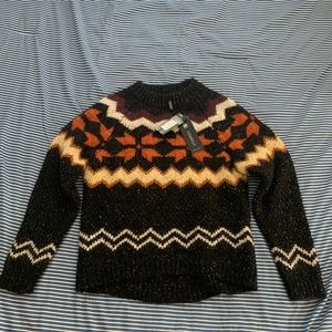 Gemelli heavy knit Sweater Black wGeometric Design